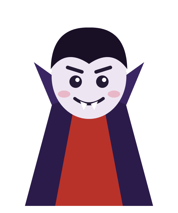 Le Vampire, un vampire en cape noire doublée de rouge
